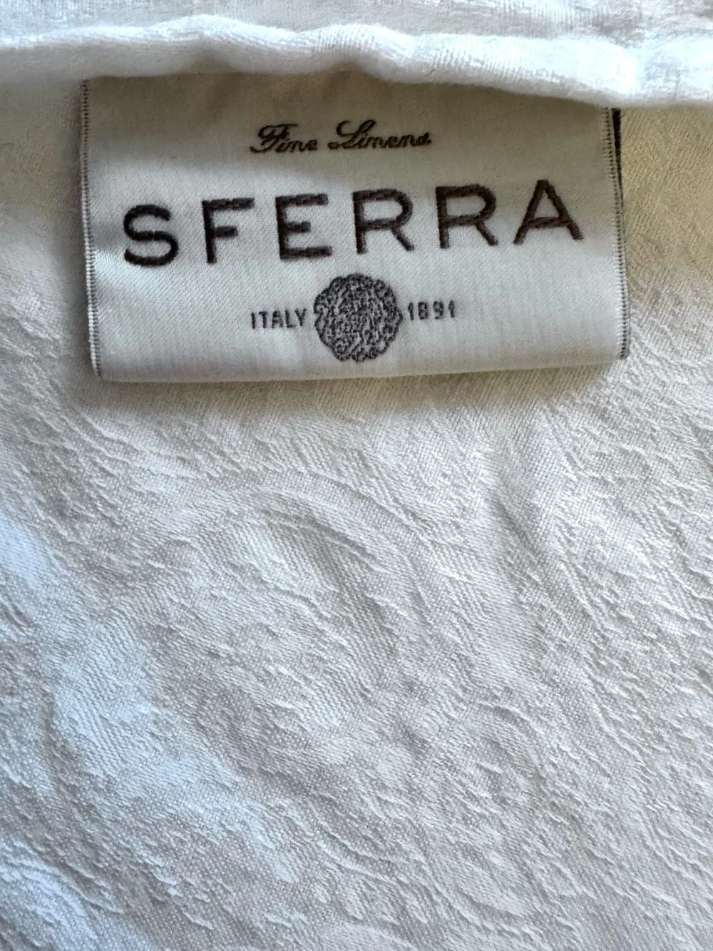 SFERRA Egyptian Cotton White Paisley Jacquard Flat Sheet Italy